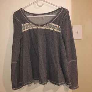 Free People navy fringe sweatshirt